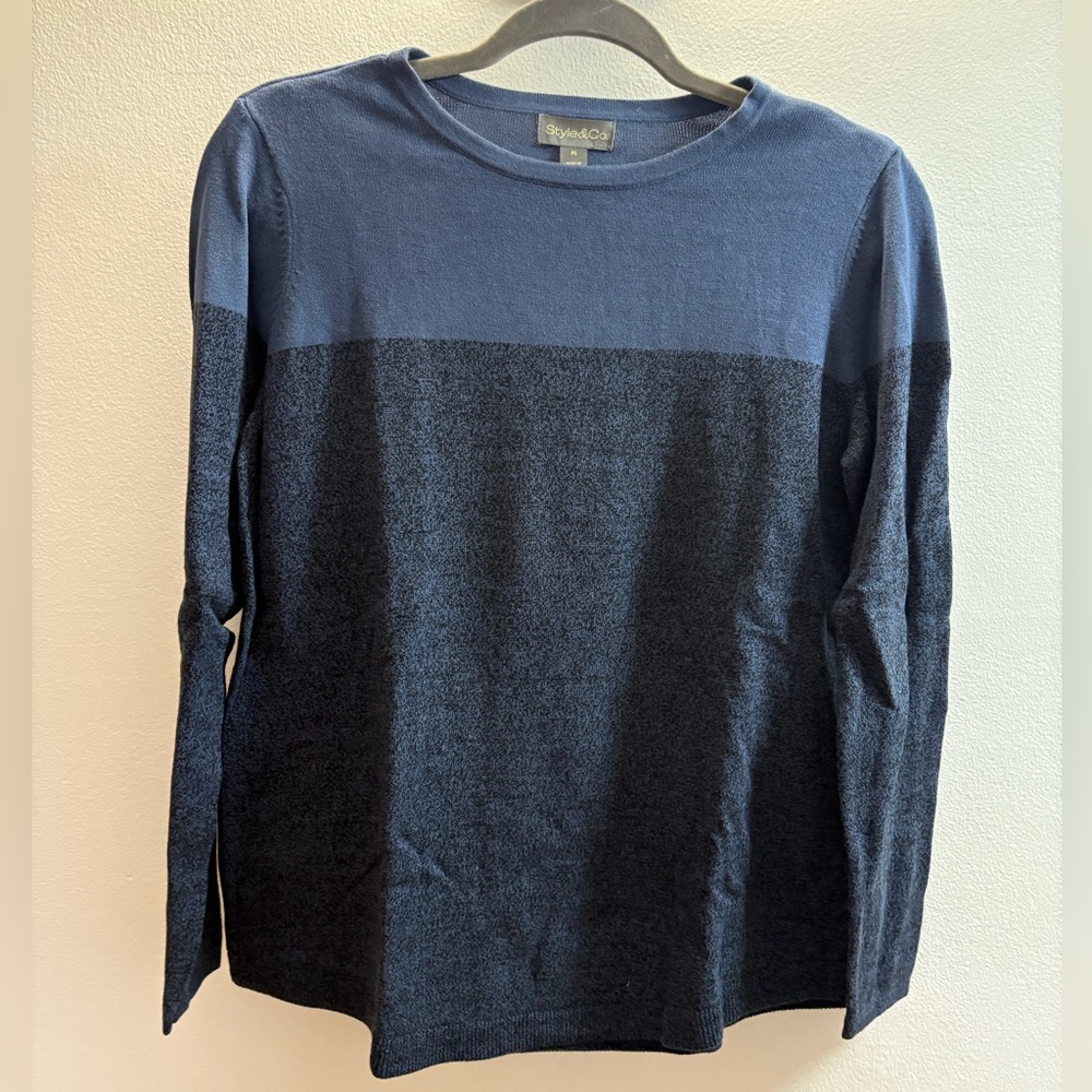 Style & Co. Blue Lightweight Crewneck Sweater PS